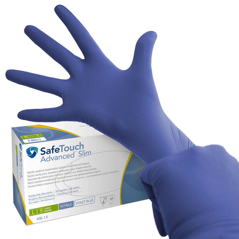 SafeTouch Advanced Slim Nitril Handschuhe puderfrei violettblau Gr. L, 100 Stück