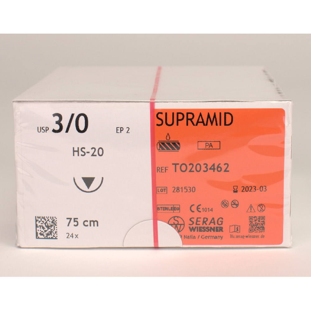 Supramid schw. HS-20 3-0 75cm, 24 Stück