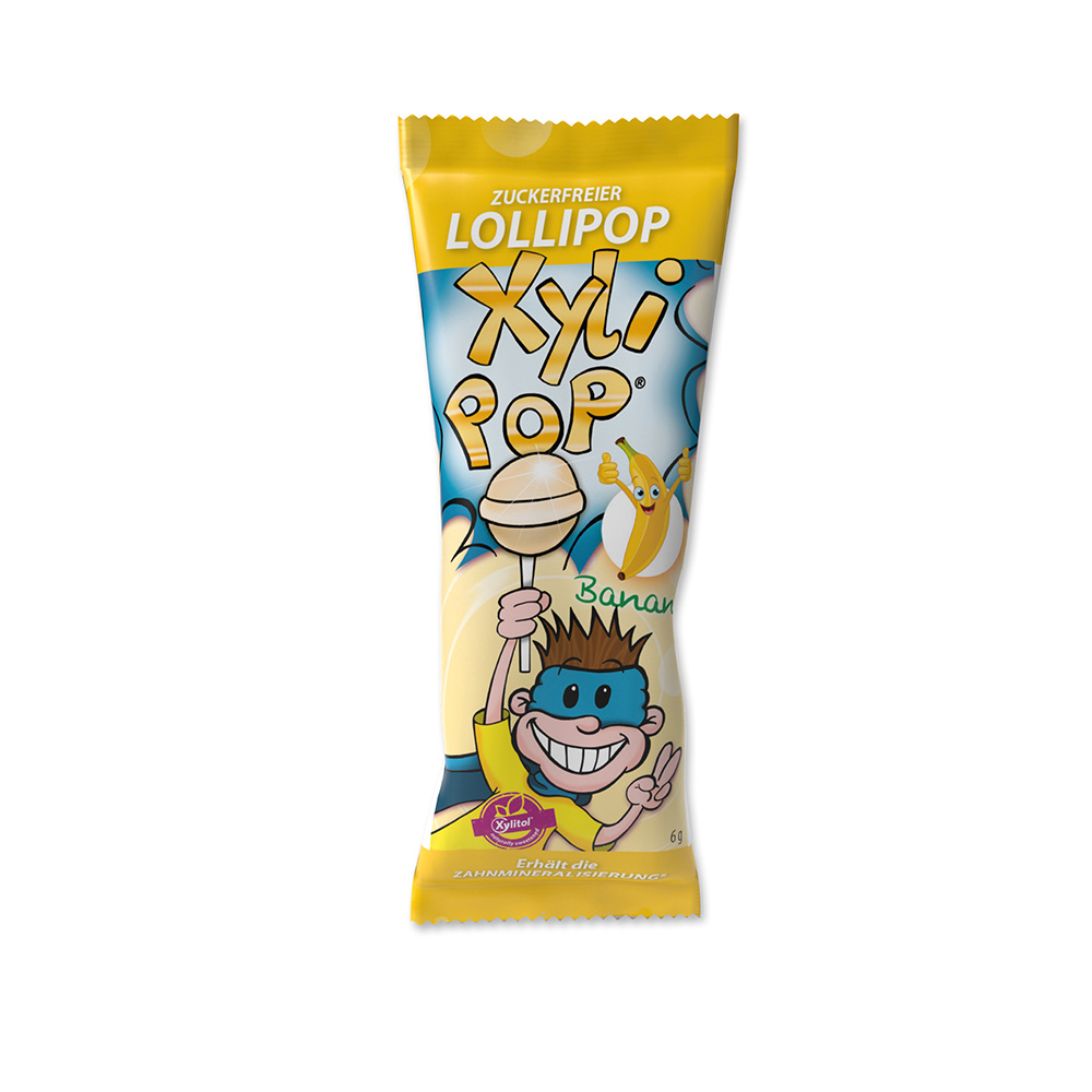 miradent XyliPOP Lolli Banane, 50 x 6 g Packung