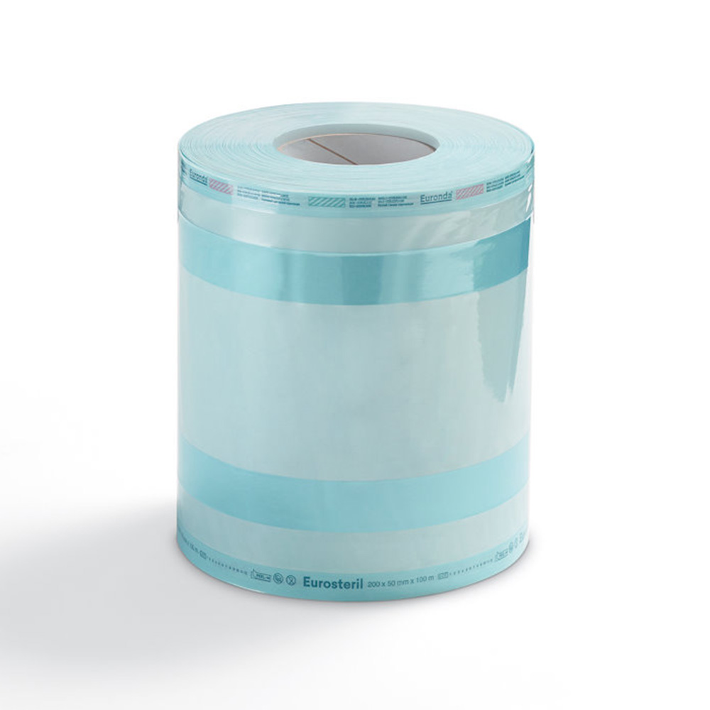 Sterilisationsfolie 20 x 5 cm mit Falte, 100 m Rolle