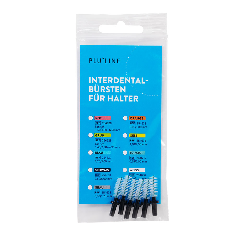PLULINE Interdentalbürsten für Halter 6,00 mm schwarz, 6 Stück