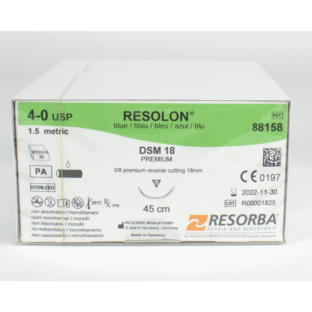 Resolon Monofil blau 4/0 DSM18, 36 Stück