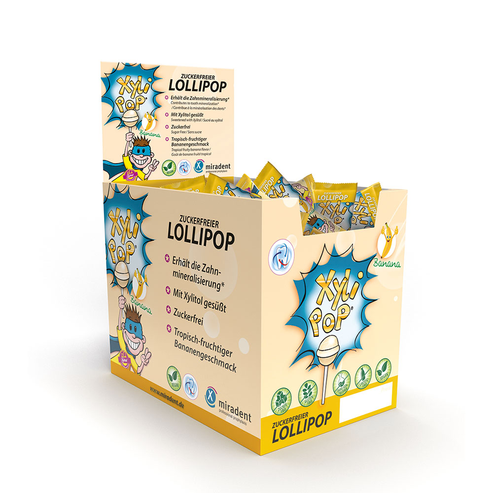 miradent XyliPOP Lolli Banane, 50 x 6 g Packung