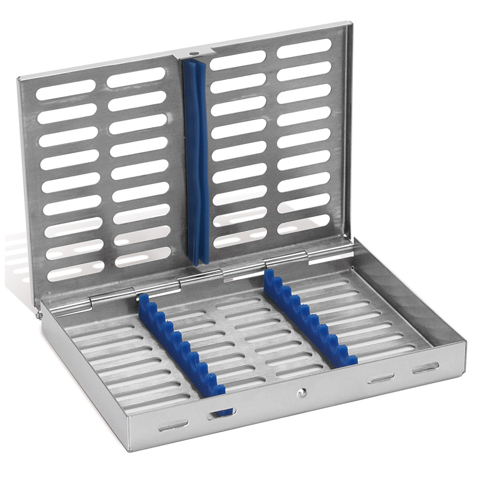 Kassette Edelstahl für 10 Instrument blau, Stück
