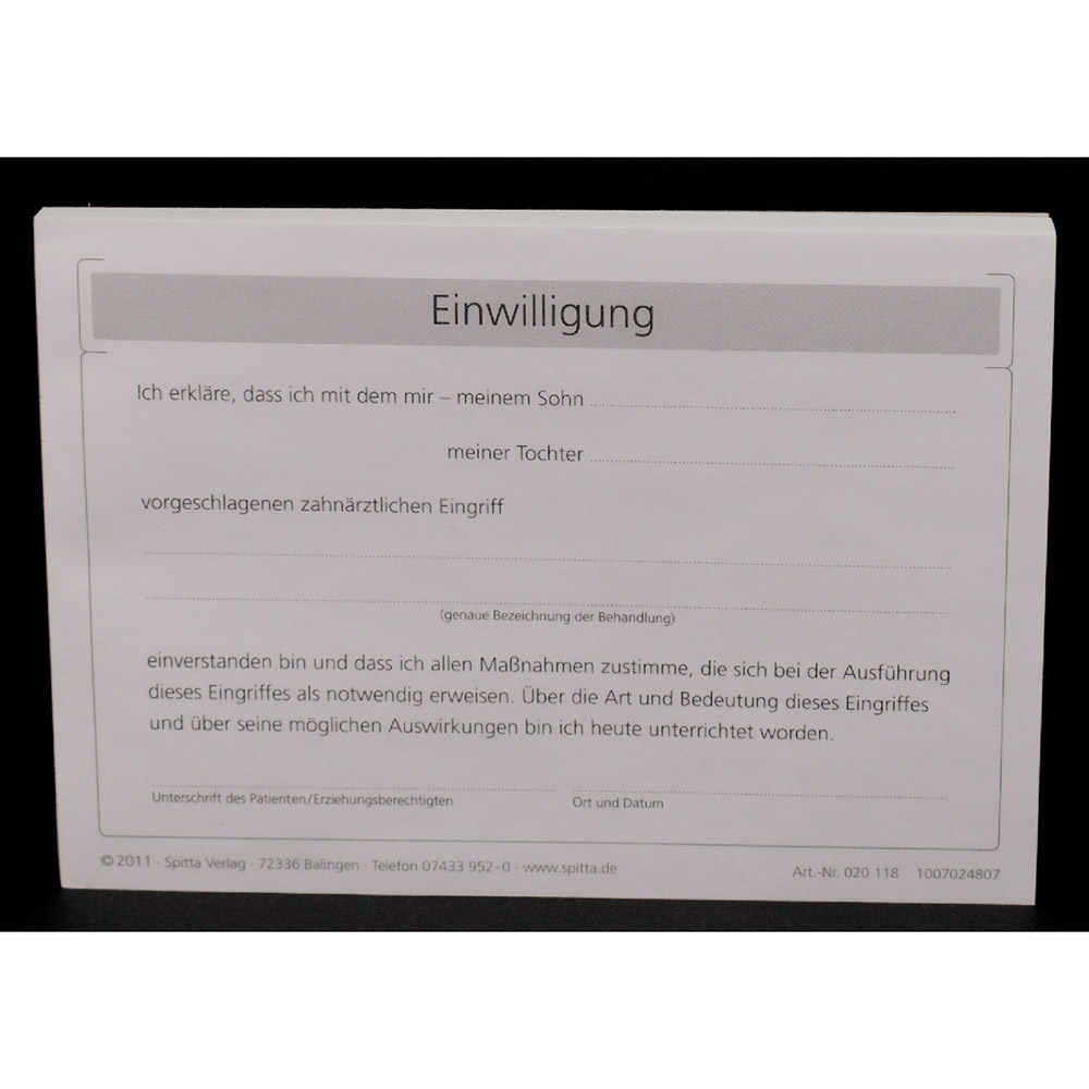 Einwilligung A6, 100 Stück