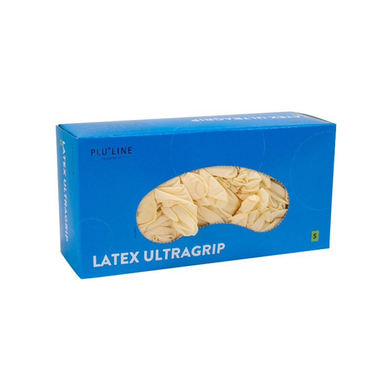 PLULINE Latex Ultragrip Handschuhe puderfrei Gr.S, 100 Stück