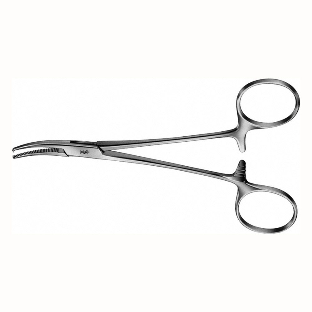 Arterienklemme Baby 14,0 cm gebogen 2 Zinken, Stück