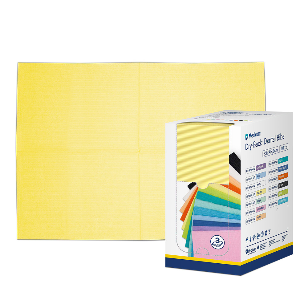 Dry-Back Patientenservietten 3-lagig 33 x 45,5 cm gelb, 100 Stück