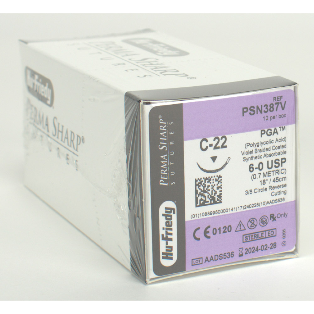 Nahtmaterial PGA 6-0 PSN387V, 12 Stück