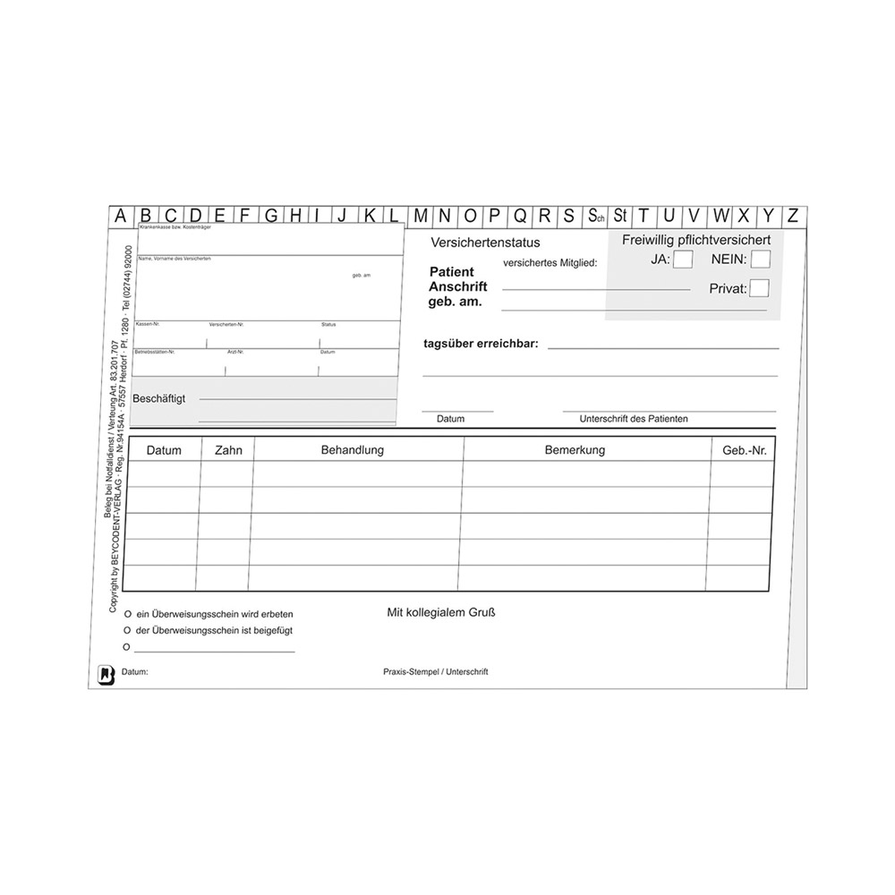 Notfalldienstkarten 83201707, Packung