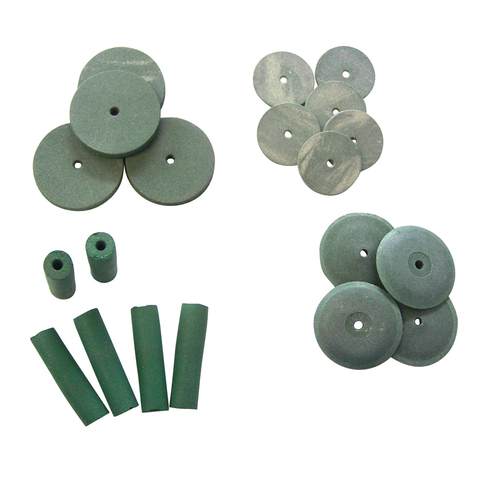 Dedeco Gummipolierer Rad grün 15 mm, 100 Stück