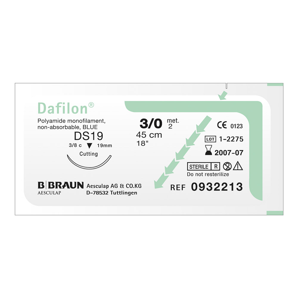 Dafilon blau 4/0 DS19 75 cm, 36 Stück