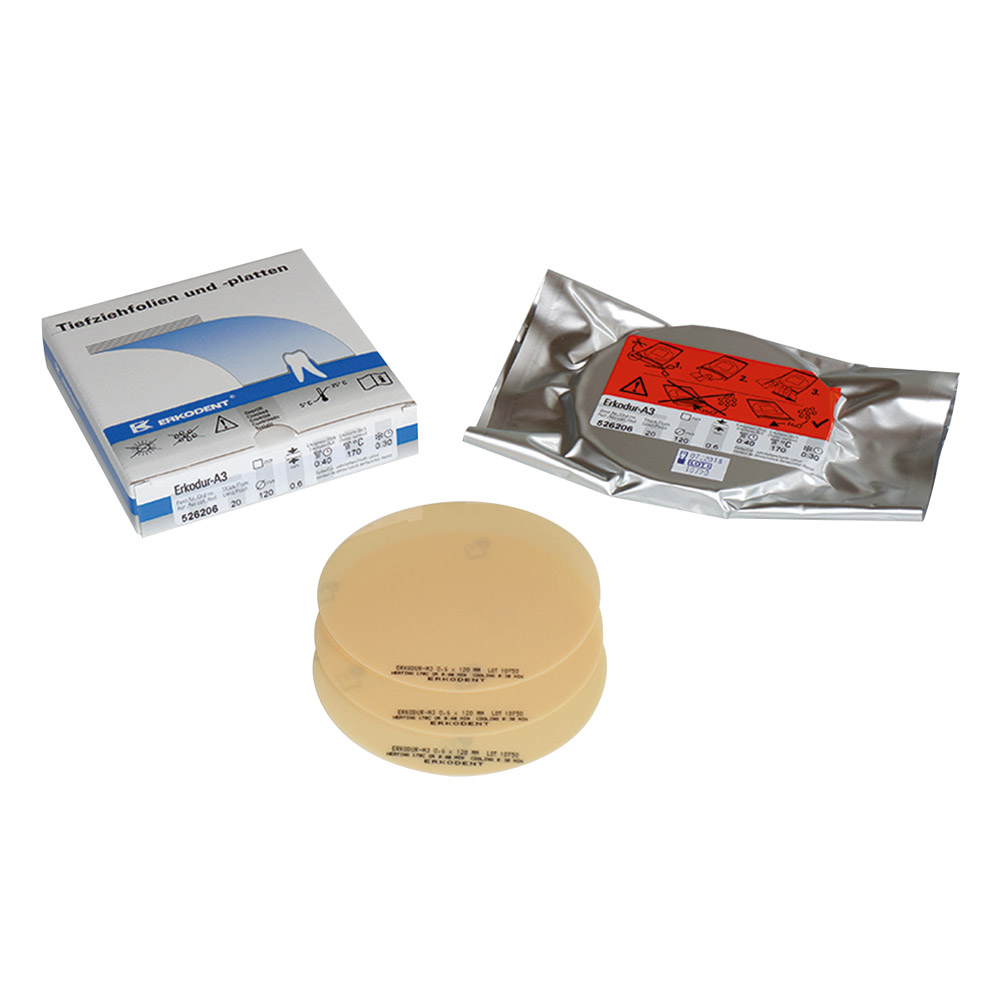 Erkodur-A3 Tiefziehfolie 125 x 0,60 mm zahnfarben, 20 Stück