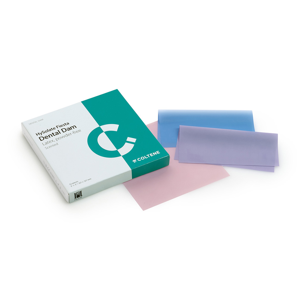 HySolate Fiesta Latex Dental Dam sortiert mittel 152 x 152 mm, 36 Stück