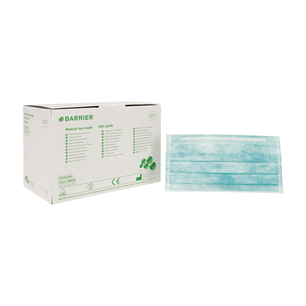 Barrier OP-Maske Standard grün Band, 60 Stück