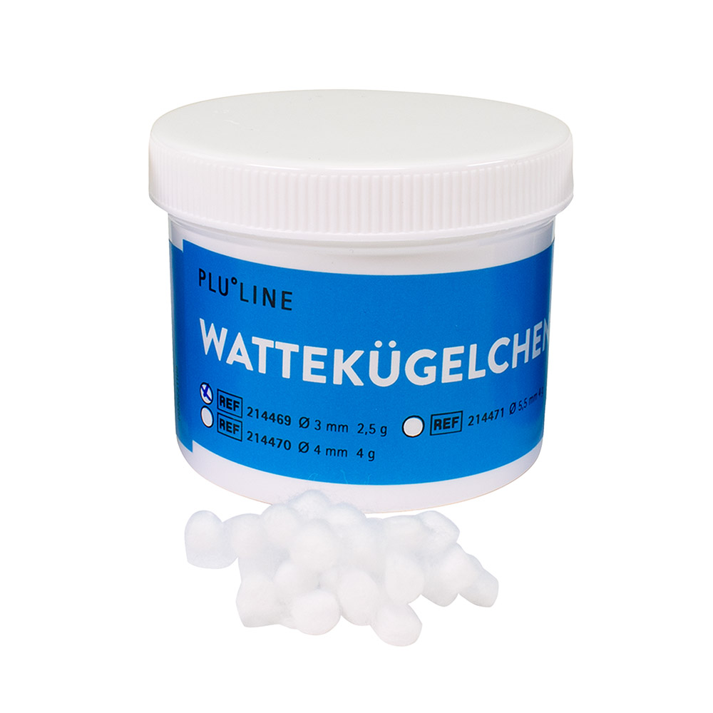 PLULINE Wattekügelchen Ø 3 mm, 2,5 g Packung