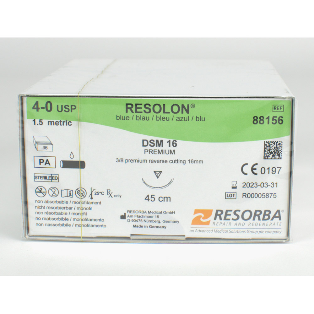 Resolon Monofil blau 4/0 DSM16, 36 Stück