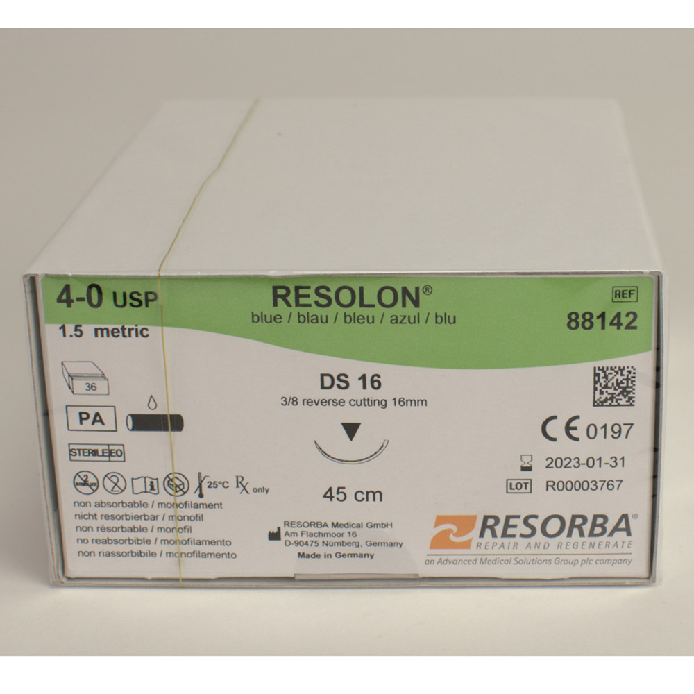 Resolon Monofil blau 4/0 DS16, 36 Stück