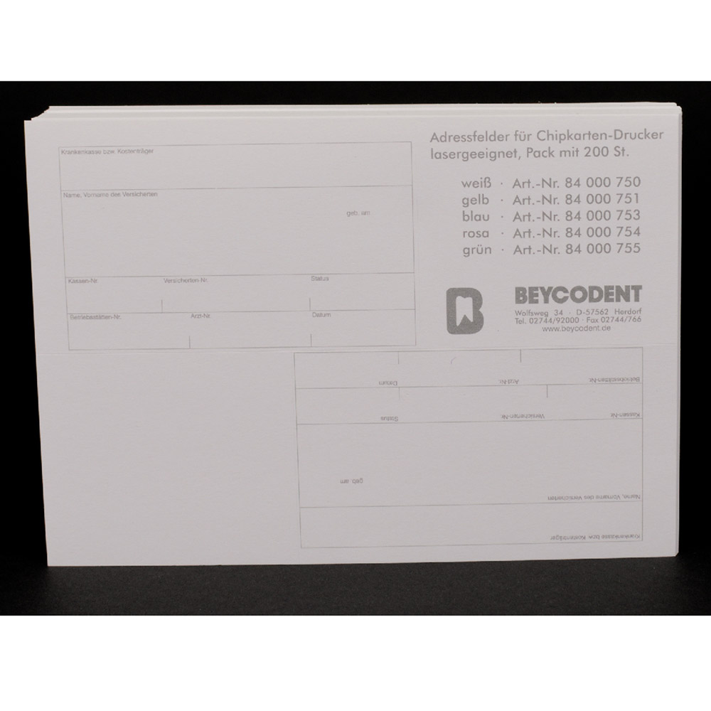 Adressfeld 750 für Chipkartenausdruck 82 x 55 mm, Packung