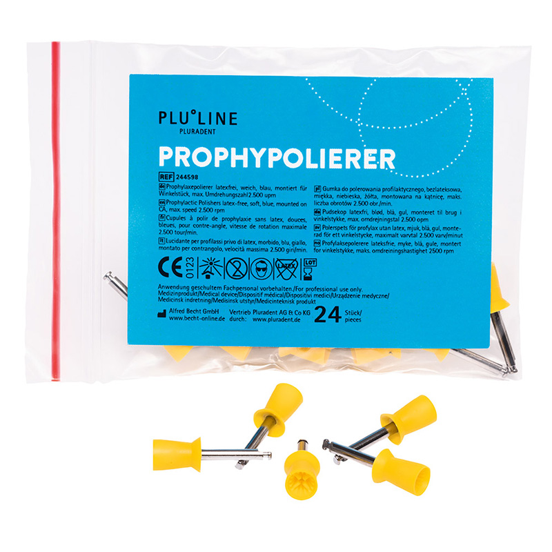 PLULINE Prophy Polierer hart gelb, 24 Stück
