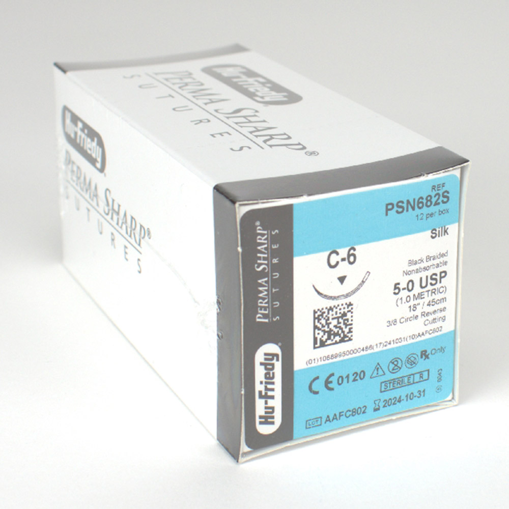 Nahtmaterial Seide 5-0/C-6, 12 Stück