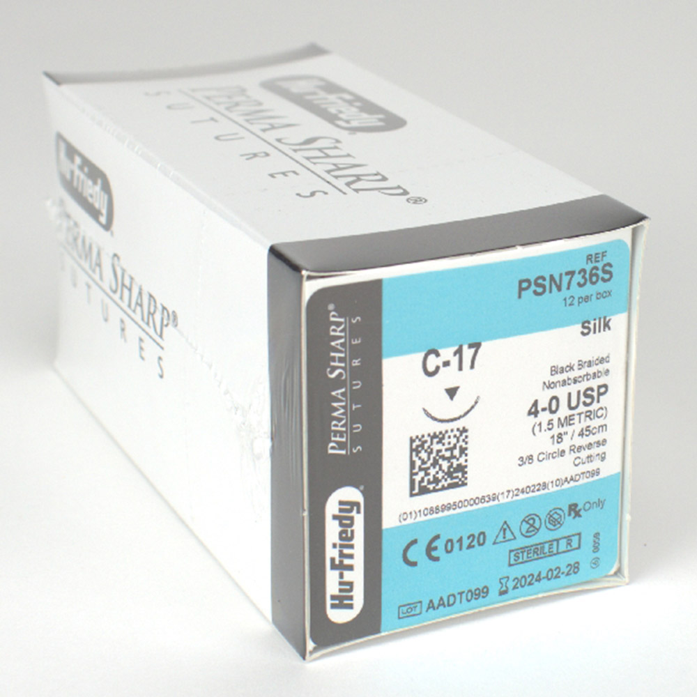 Sutures Soie #4-0NA/C-17 inversée 3/8 cercle