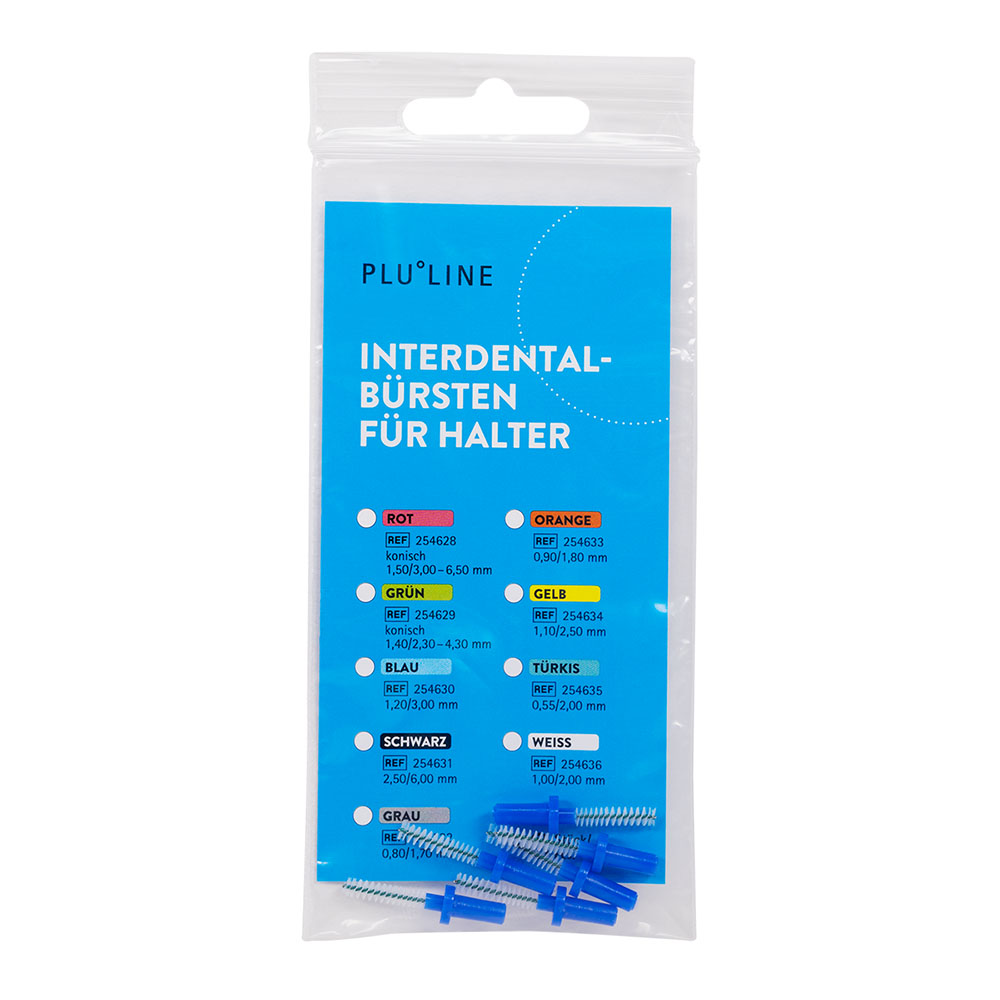 PLULINE Interdentalbürsten für Halter x-fein 3,00 mm blau, 6 Stück
