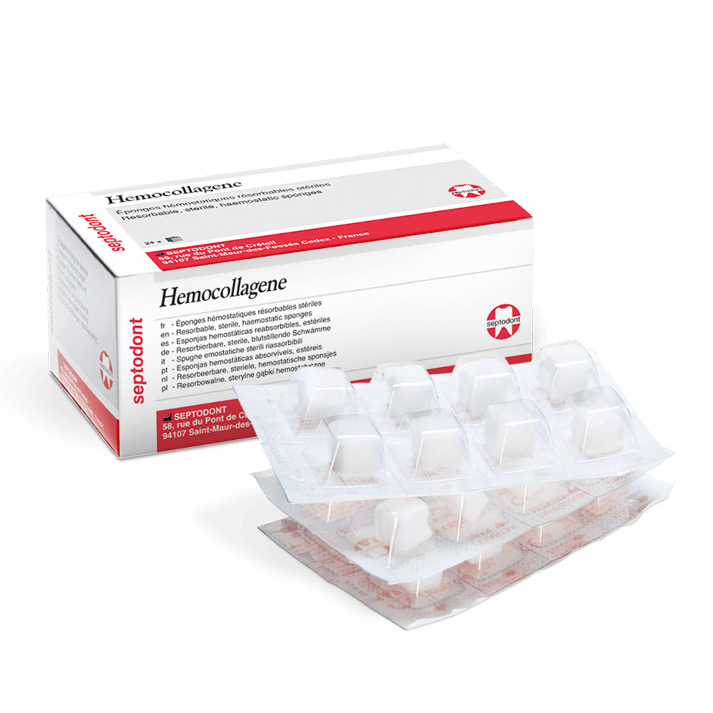 Hemocollagene Schwämmchen 15 x 15 x 8 mm, 24 Stück Packung