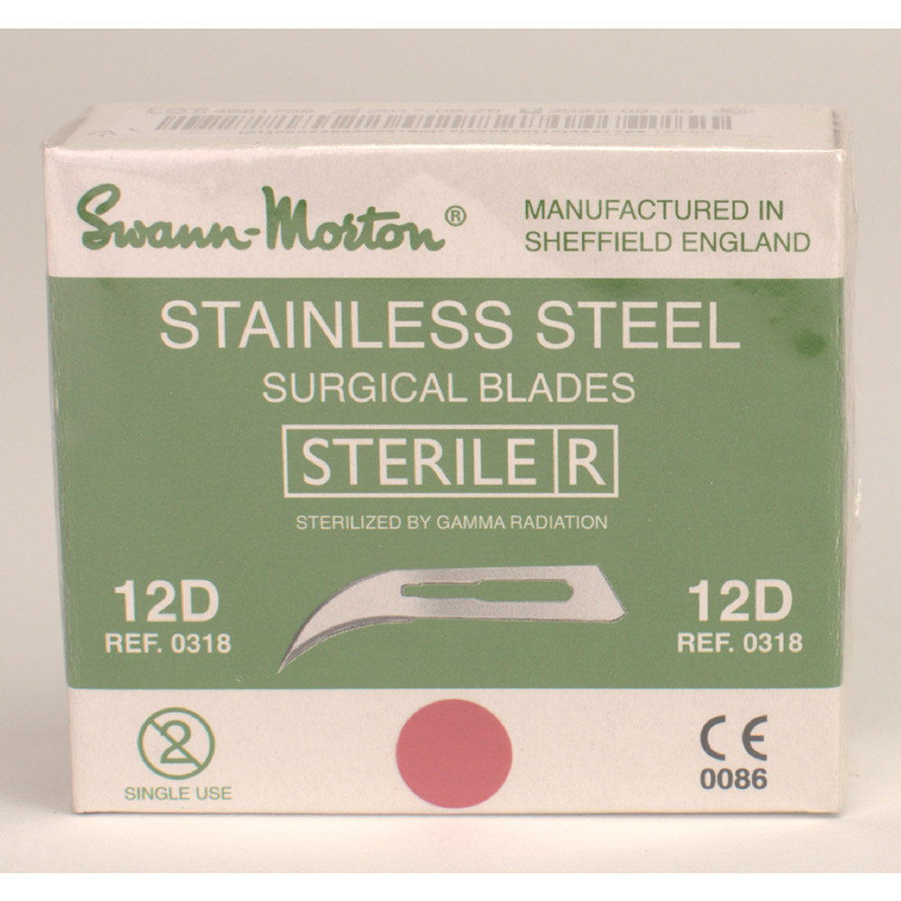 Skalpellklingen Swann Morton 12D steril, 100 Stück