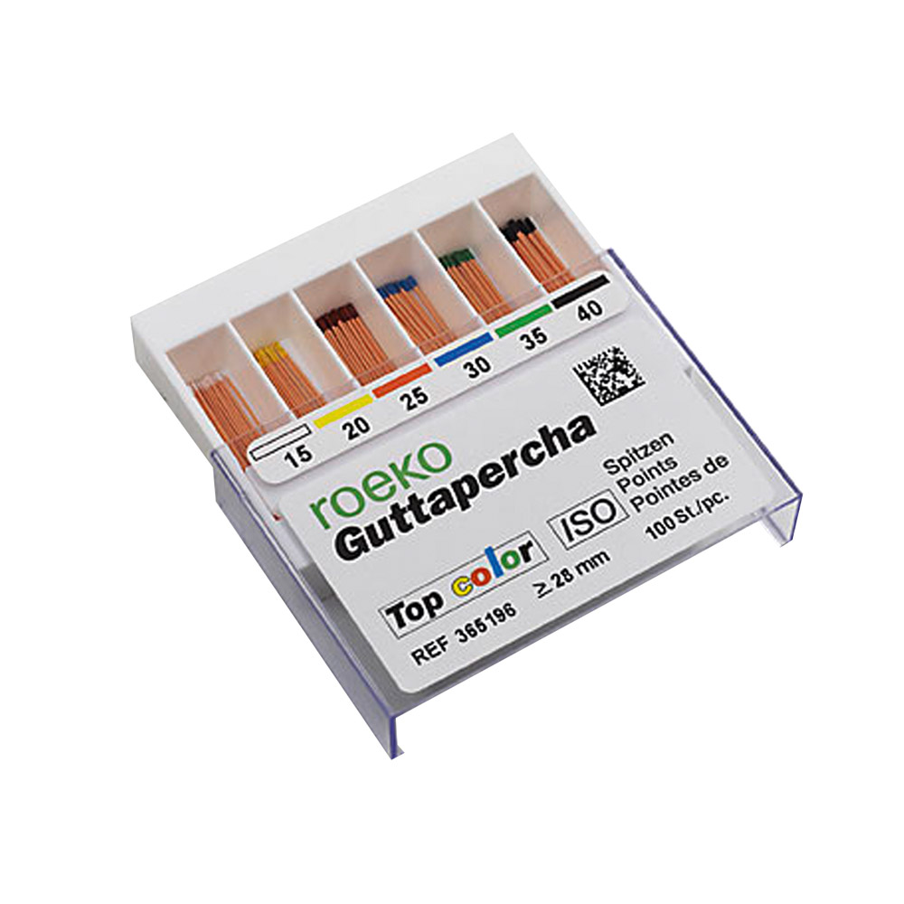 Pointes de gutta-percha Top-Color 25, boîte coulissante de 100 pièces