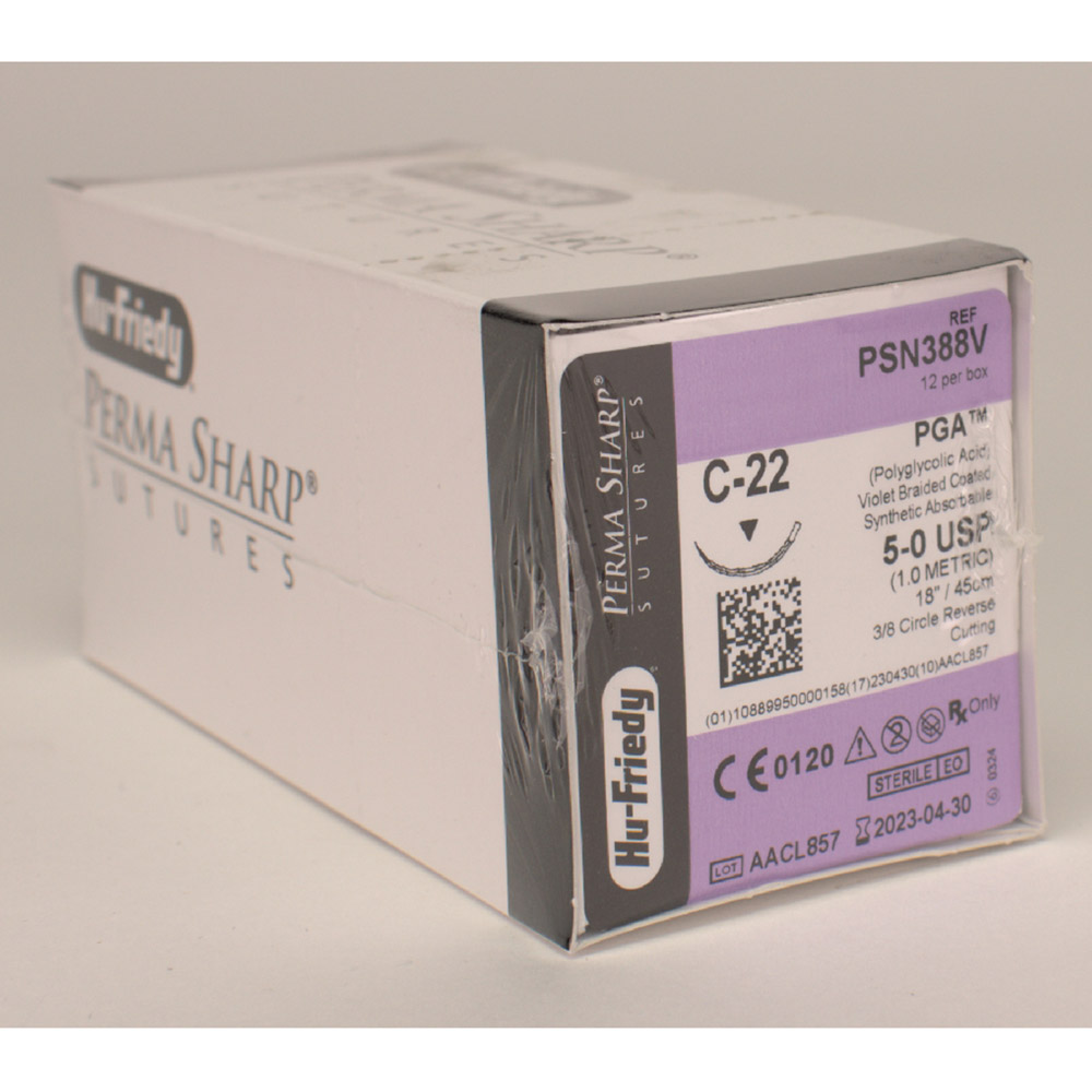 Nahtmaterial PGA 5-0 PSN388V, 12 Stück