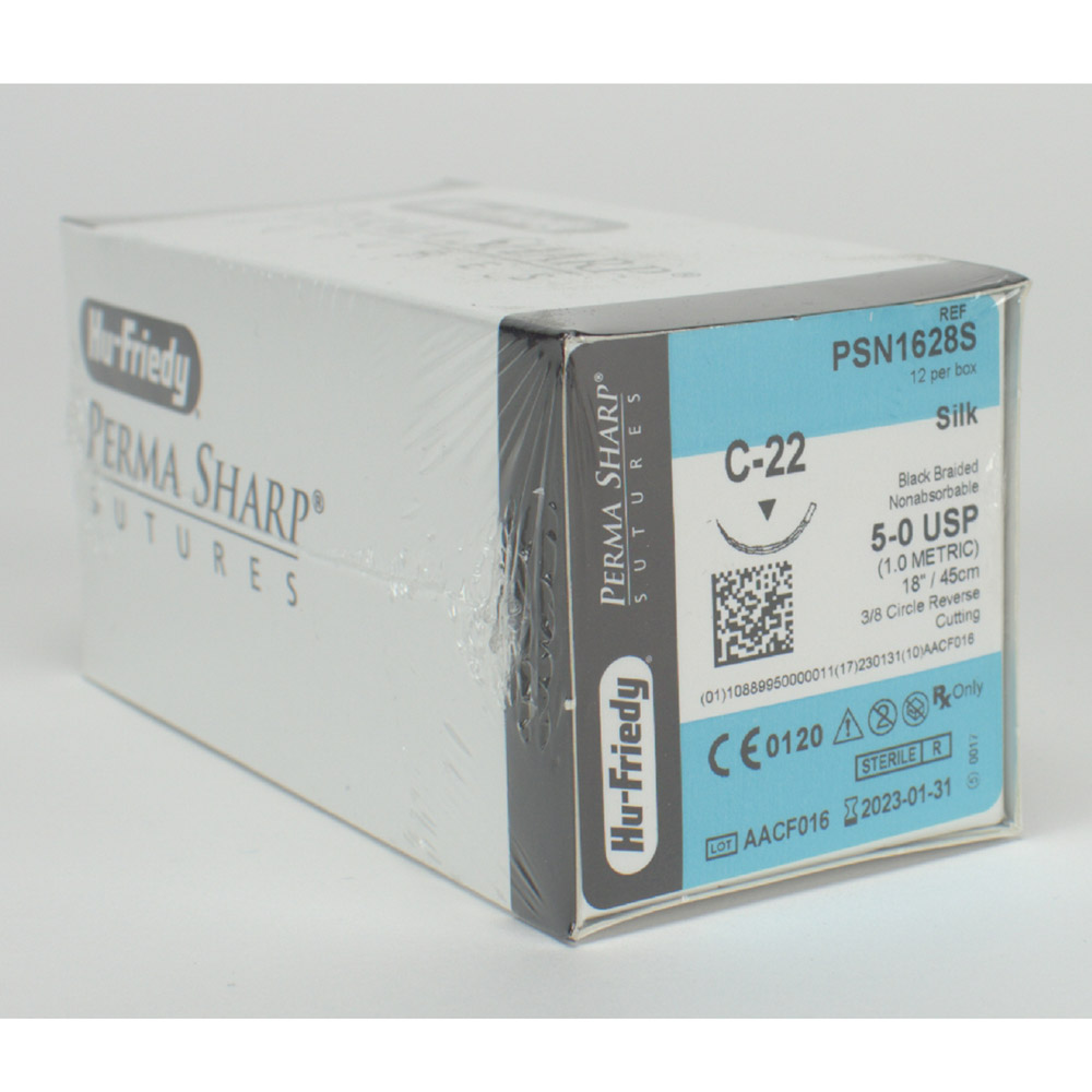 Nahtmaterial Seide 5-0/C-22, 12 Stück