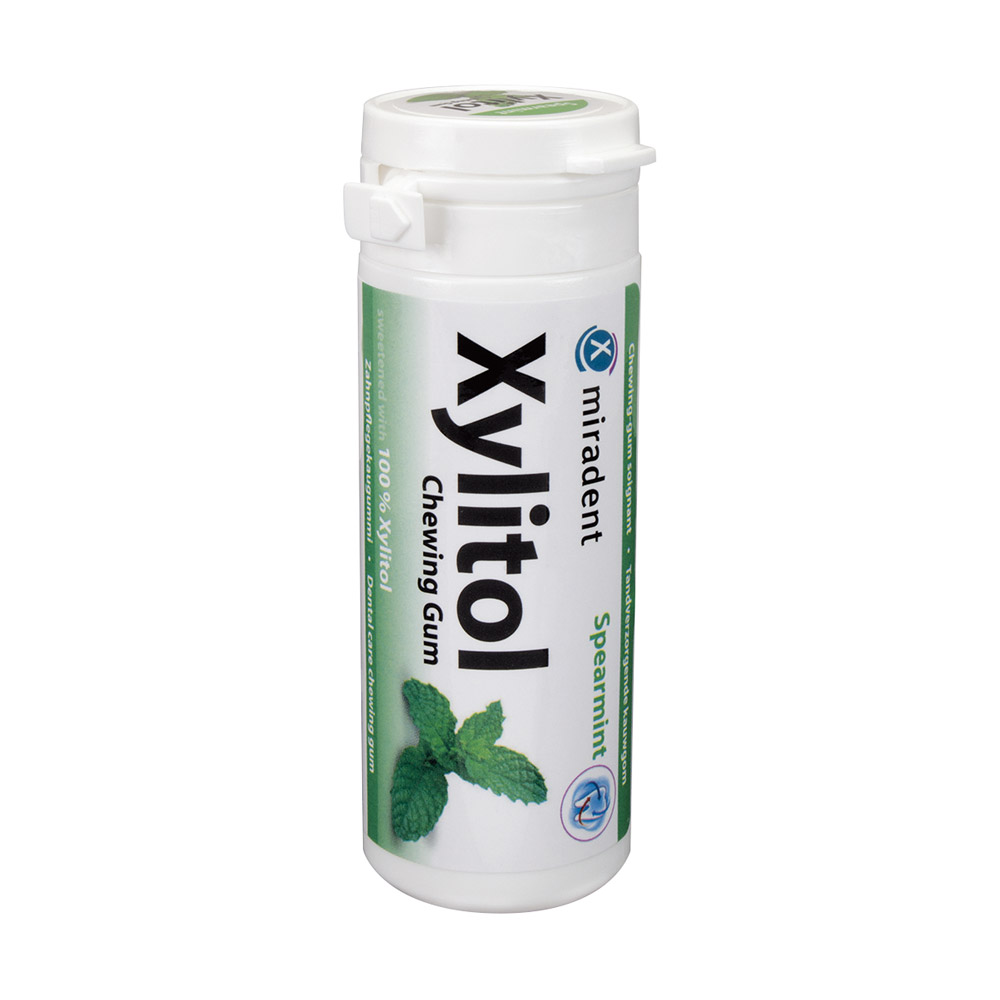 miradent Xylitol Gum Spearmint, 12 x 30 Stück Dose