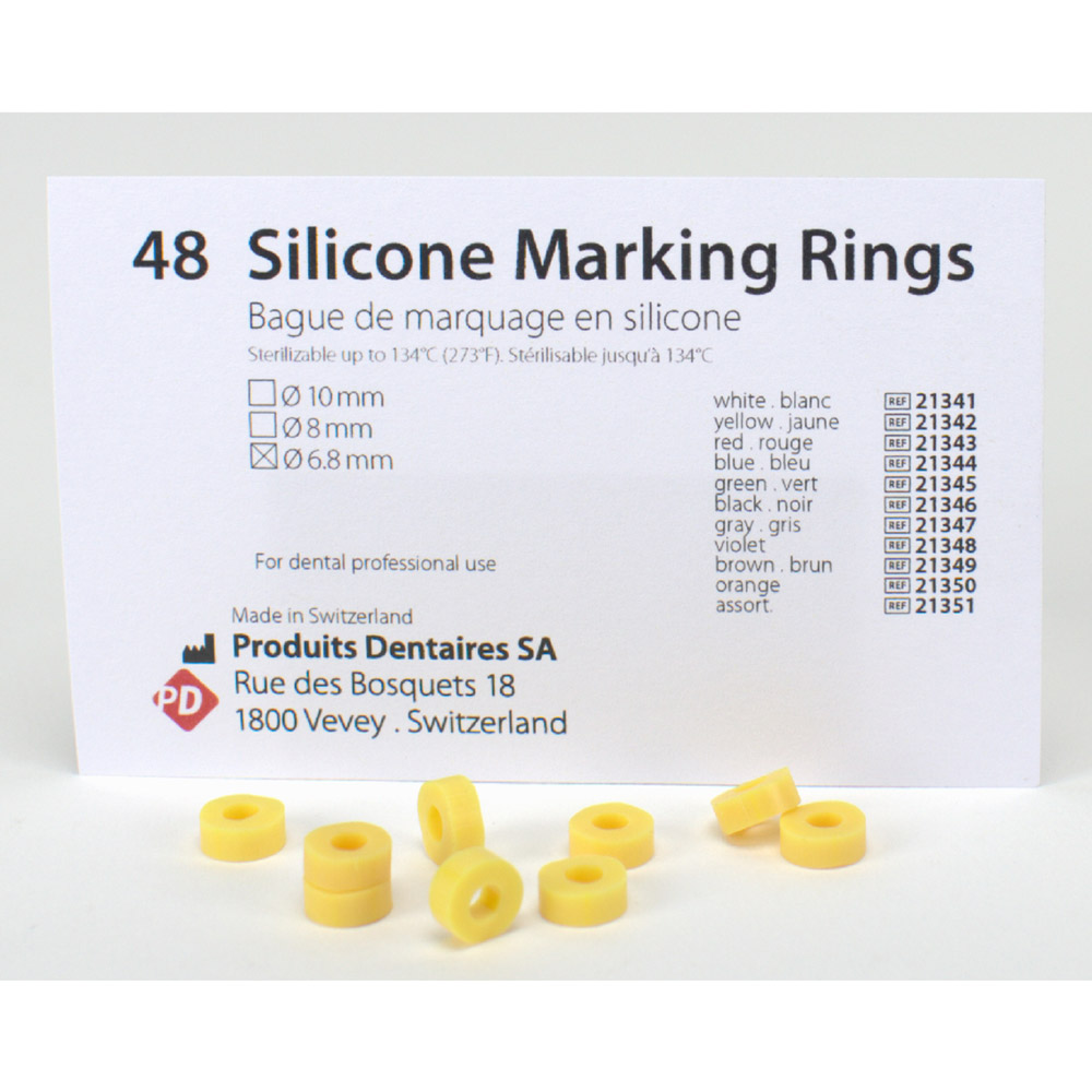 Silikon Ringe 6,8 mm gelb, 48 Stück