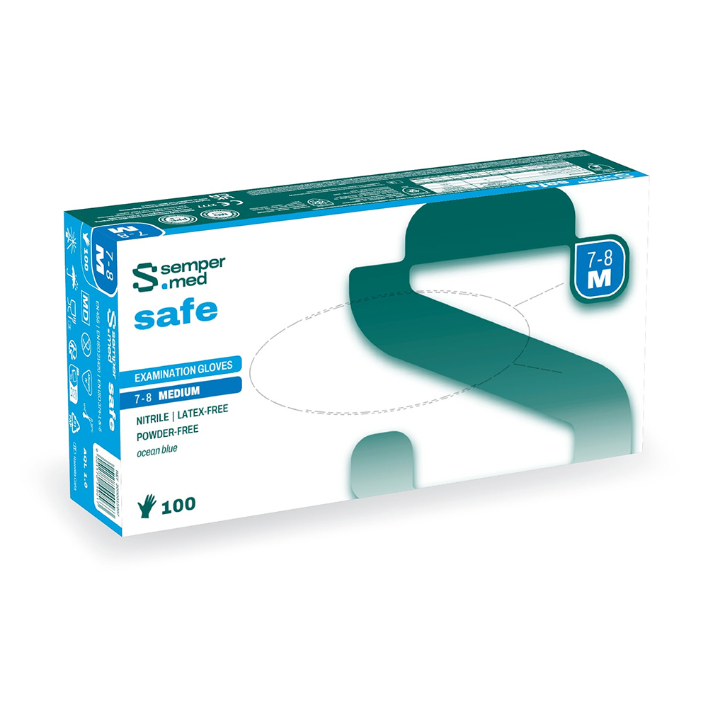 Gants en nitrile Sempermed safe M couleur bleu océan, 100 pièces >CH