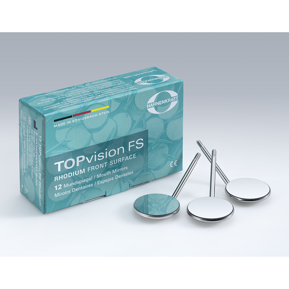 Mundspiegel TOPvision FS Rhodium 4 plan SS , 12 Stück