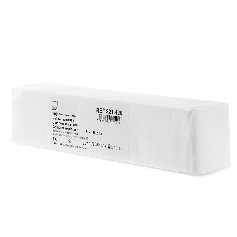 Faltkompressen Typ17 8-fach 5x5cm, 100 Stück Packung