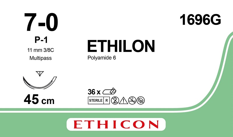 ETHILON schwarz Monofil 45cm 7-0