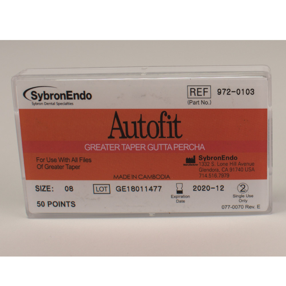 Pointes de gutta-percha Autofit Gt 08, 50 pièces