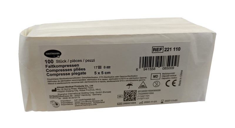 Faltkompressen Typ17 4-fach 10 x 20 cm, 100 Stück Packung
