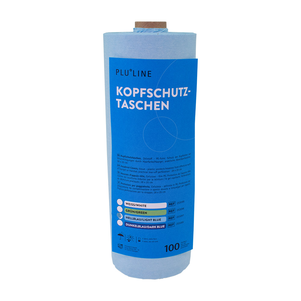 PLULINE Kopfschutztaschen 28 x 25 cm hellblau, 100 Stück