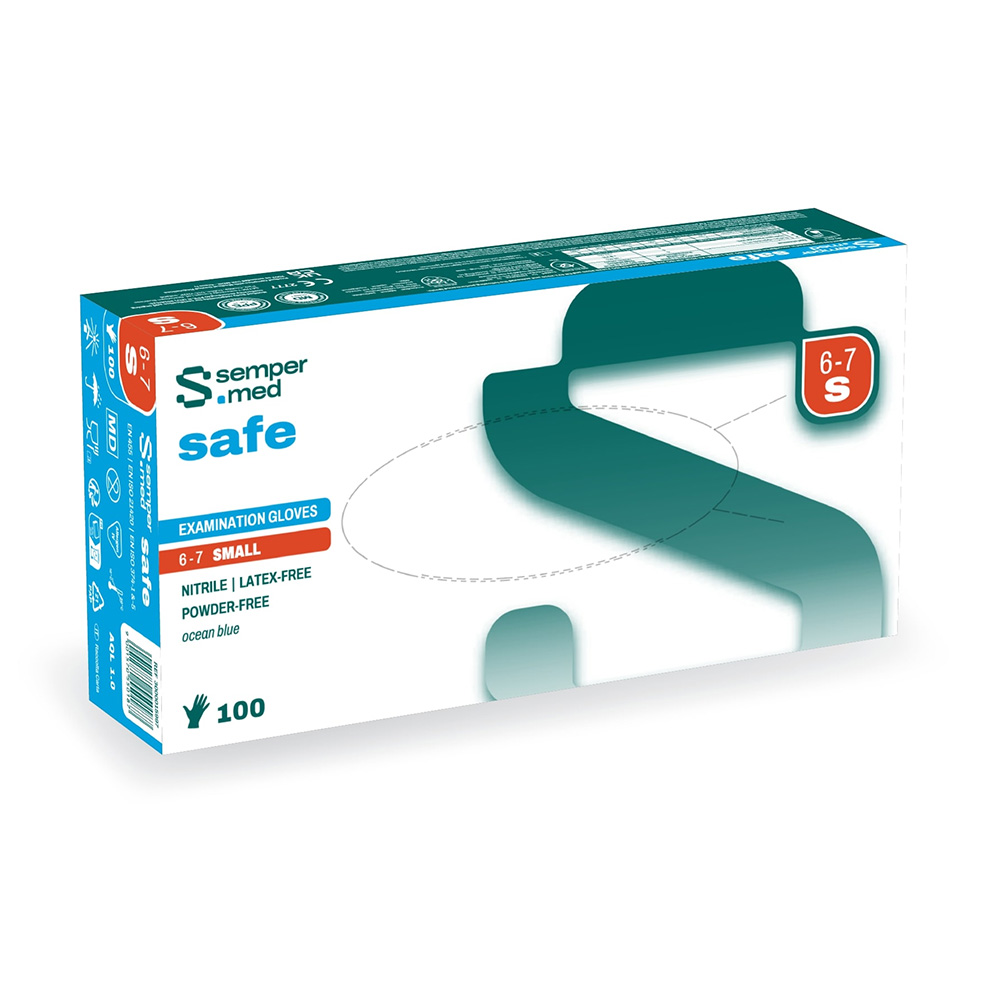 Sempermed safe Nitril Handschuhe S pf ocean blue 100St >CH