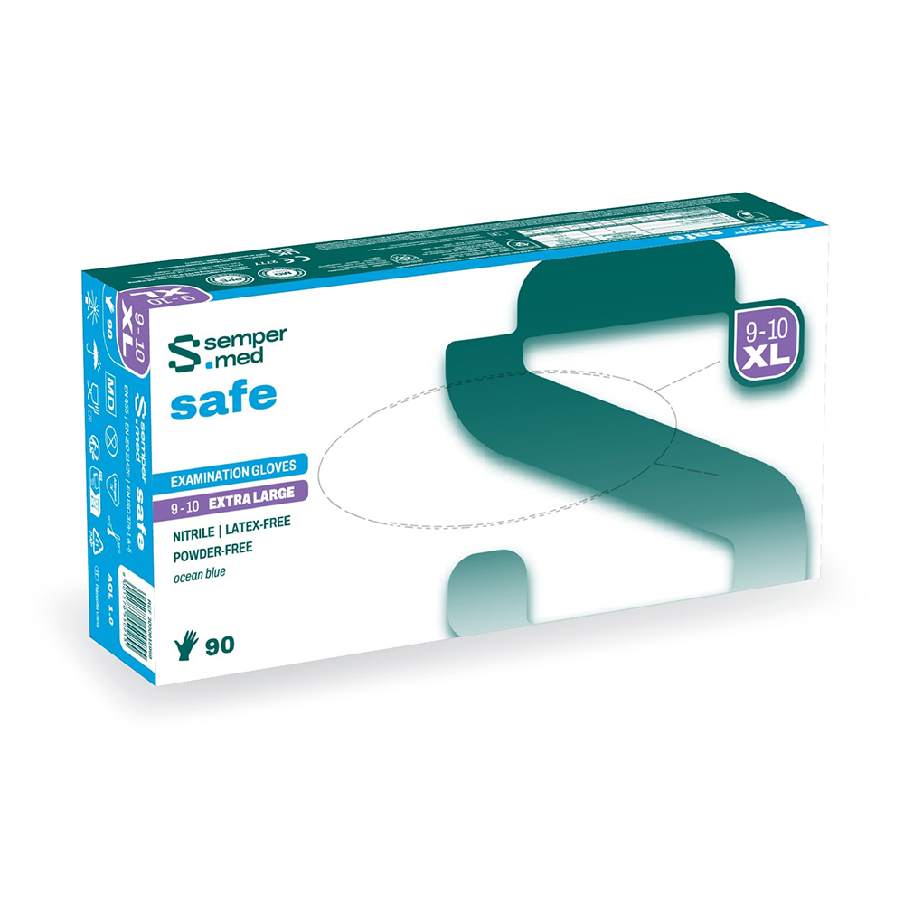 Sempermed safe Nitril Handschuhe XL pf ocean blue 100St >CH
