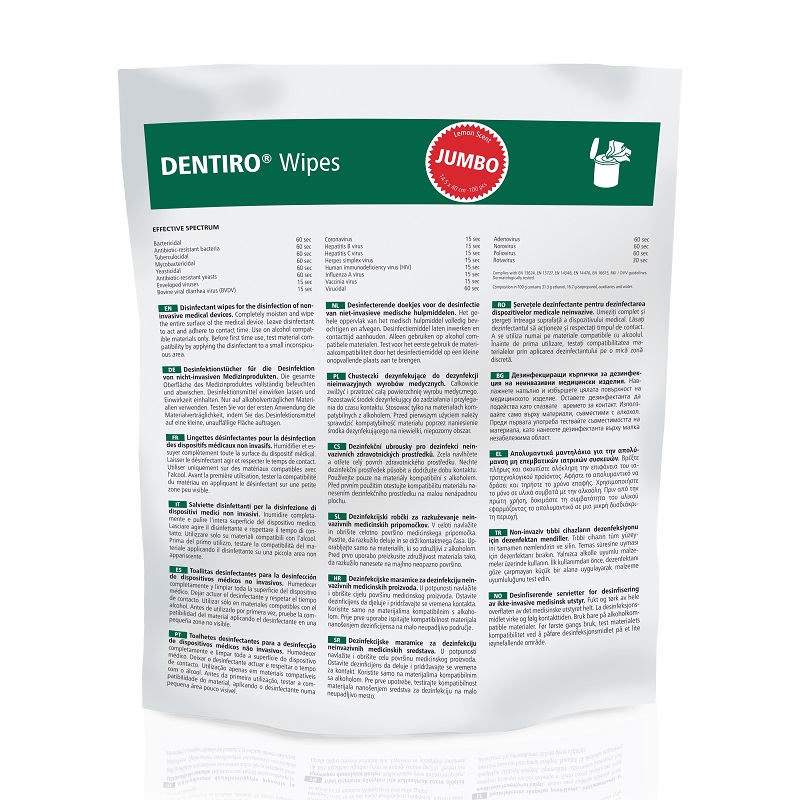 DENTIRO Jumbo Wipes Citron 14,5 x 40 cm Recharge, paquet de 100 pièces