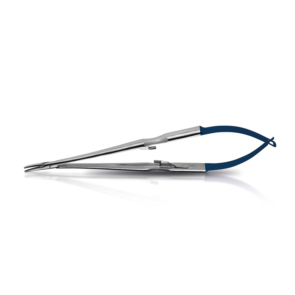 Pince à aiguille Castroviejo Rockhard bleu courbé LiquidSteel 18,0 cm, pièce