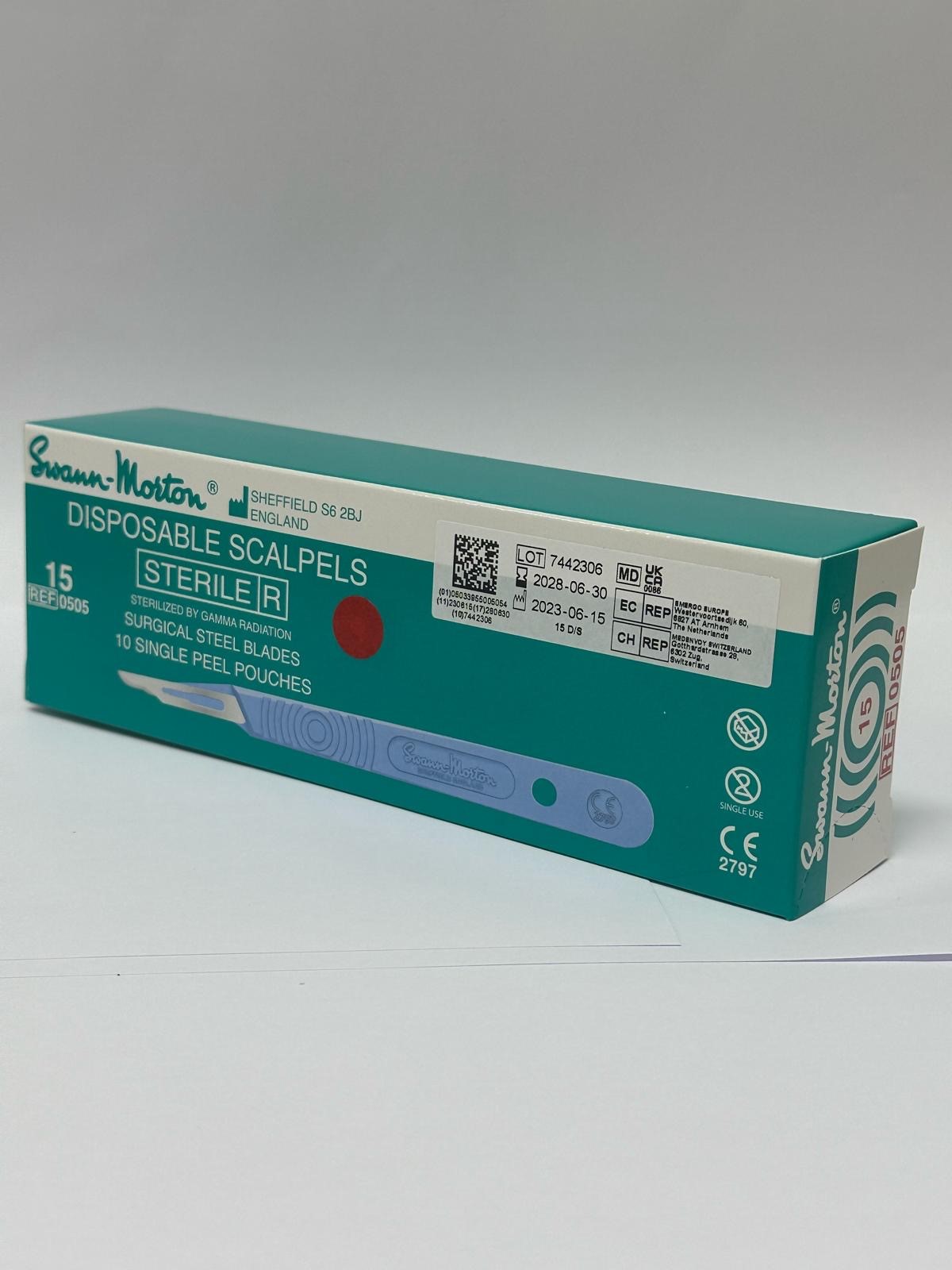 Scalpel à usage unique Swann Morton n° 15 stérile, 10 pièces