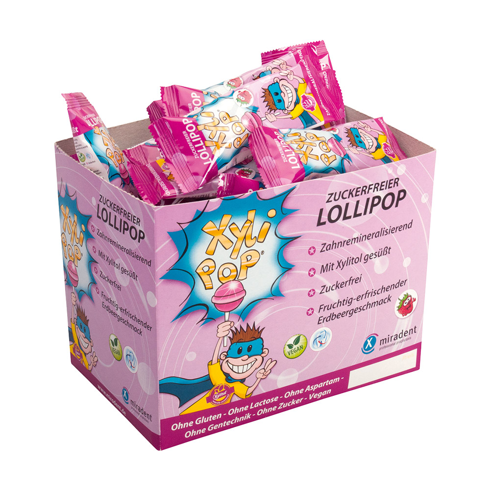 miradent XyliPOP Lolli Erdbeere, 50 x 6 g