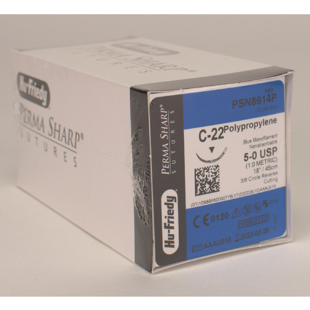 Nahtmaterial Polypropylene 5-0 PSN8614P, 12 Stück