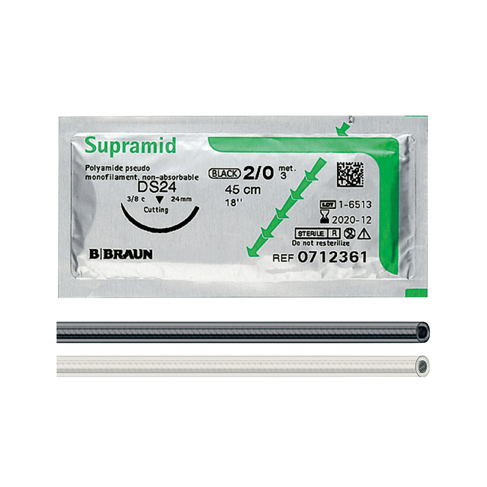 Supramid schwarz HS21 4/0 45cm, 36 Stück