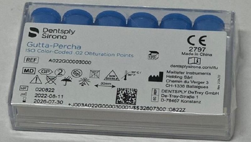 Pointes de gutta-percha 22G.02 030, 120 pièces